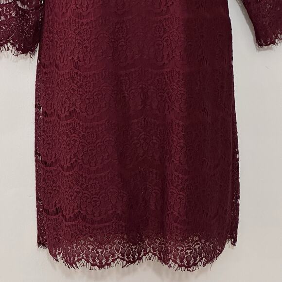RN Studio Womens Dress Plus 18 Maroon Lace Shift Evening Cocktail Wedding Event - Picture 3 of 14